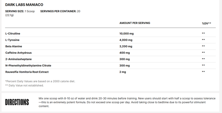 Dark Labs - Maniaco - Pre-Workout