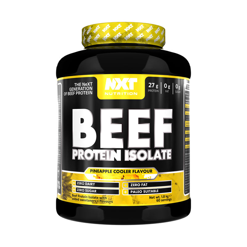 Beef isolate protein powder in shaker – juice-style drink