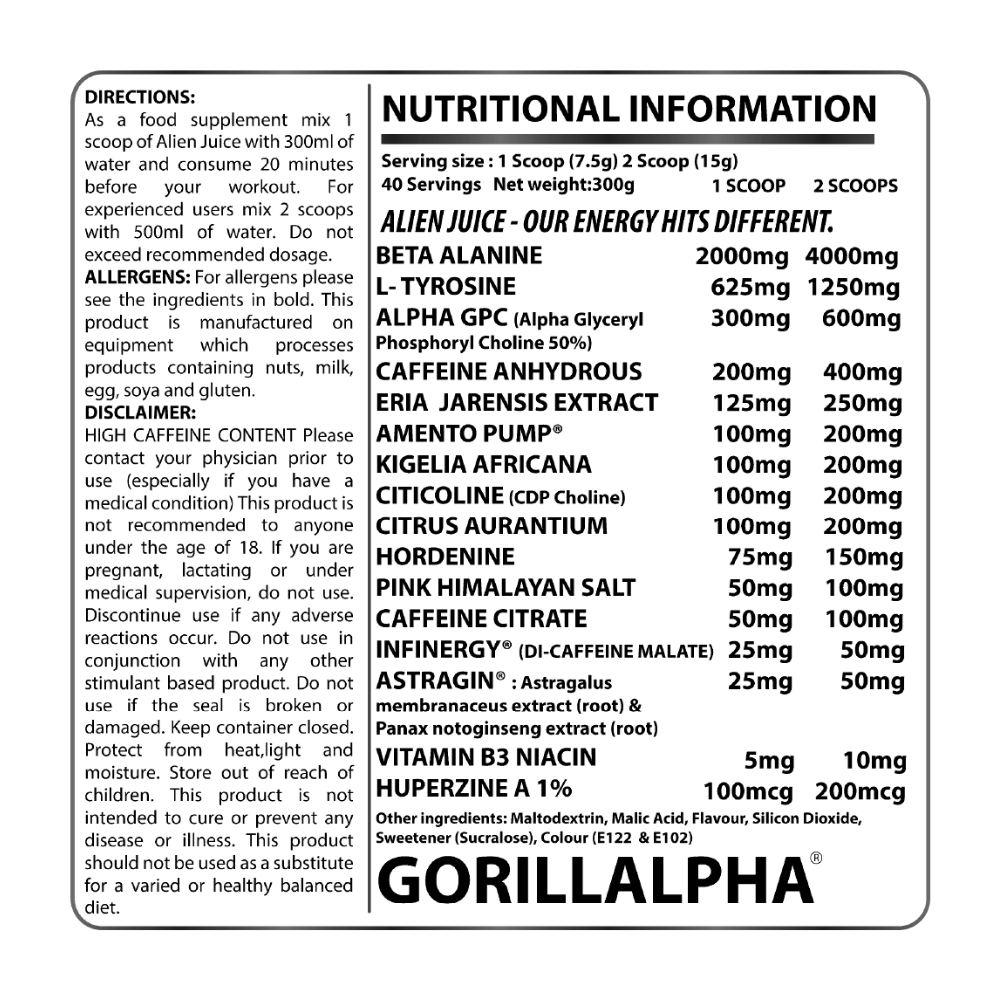 Gorilla Alpha - Alien Juice High Stim (Pre-workout)