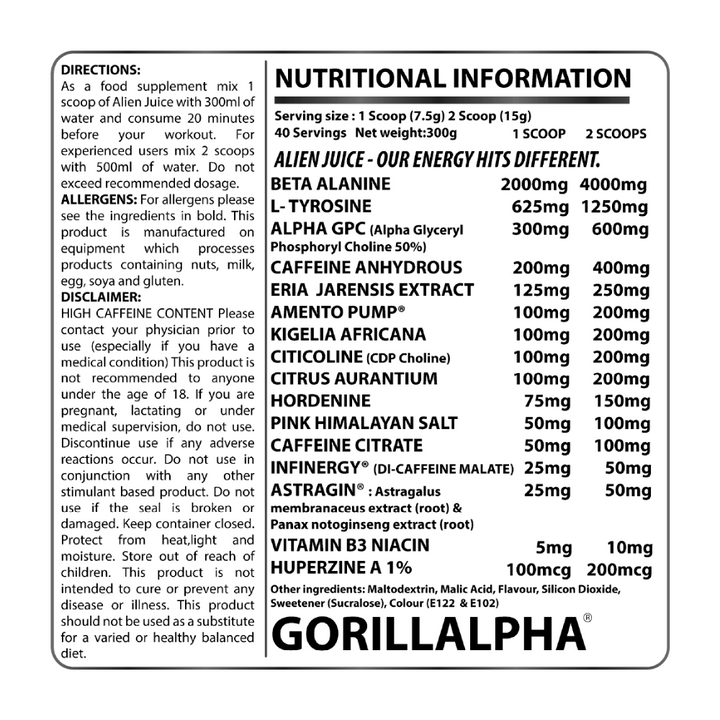 Gorilla Alpha - Alien Juice High Stim (Pre-workout)