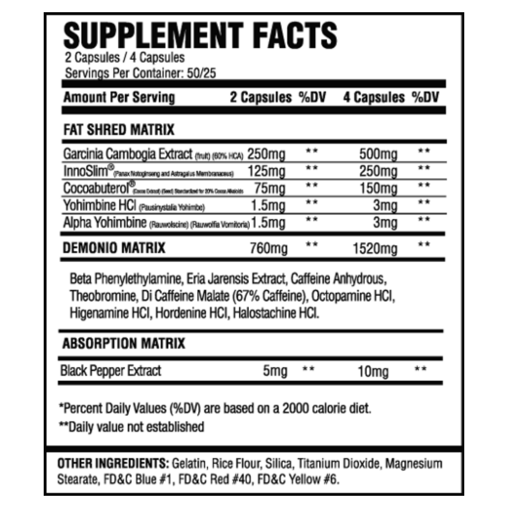 ASC Supplements - Demonio - Extreme Strength Yohimbine fat Burner